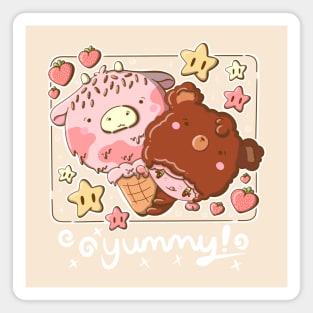 Cute strawberry ice cream girl kawaii style Magnet